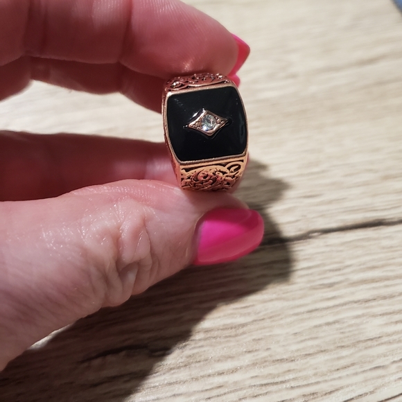 Men's 14k Rose Gold Plated White Sapphire ring - Picture 10 of 15